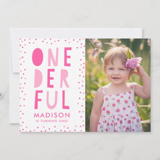 1日の |写真の最初の誕生日パーティーの招待 招待状 (正面)