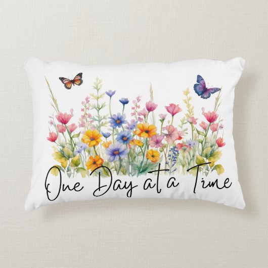 1日を一度に引用文の感動的花 アクセントクッション (正面)