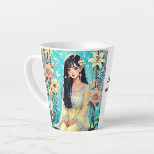 1日を明るくする愛のカップ カフェラテマグ (左アングル)