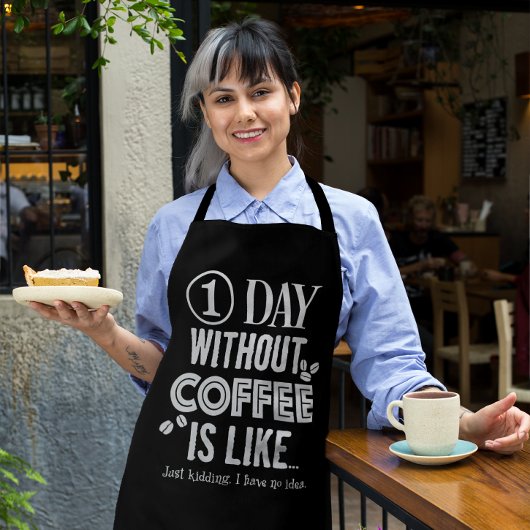 1日コーヒーなしは... みたいなプリント エプロン