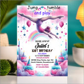 1日モダンかわいいジャンプ女の子体操10th誕生日 招待状