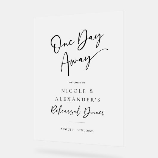 1日リハーサル遠くにディナーウェルカム アクリルサイン (傾斜)