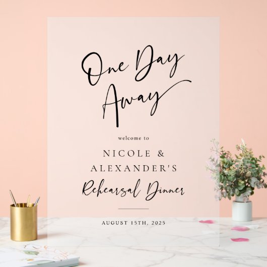 1日リハーサル遠くにディナーウェルカム アクリルサイン (ウェディング)