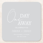 1日リハーサル遠くにディナーグレイウェディングパーティー スクエアペーパーコースター (正面)