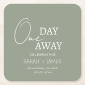 1日リハーサル遠くにディナーセージグリーン結婚ズ スクエアペーパーコースター (正面)