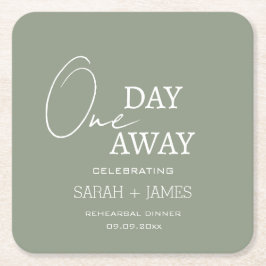 1日リハーサル遠くにディナーセージグリーン結婚ズ スクエアペーパーコースター