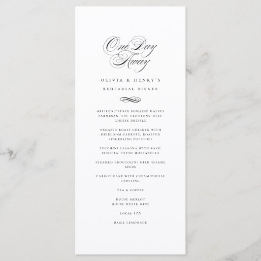 1日リハーサル遠くにディナーメエレガントニュー メニュー (正面)