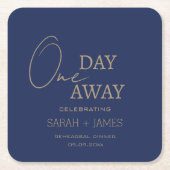 1日リハ遠くにーサルディナーパーティーネイビー結婚 スクエアペーパーコースター (正面)