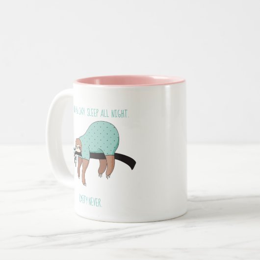 1日中昼寝は、終夜のマグ眠ります ツートーンマグカップ (正面左)