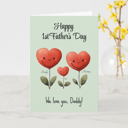 1日目のお父様の詩を書いたハッピーカード，カスタム カード (黄色い花)