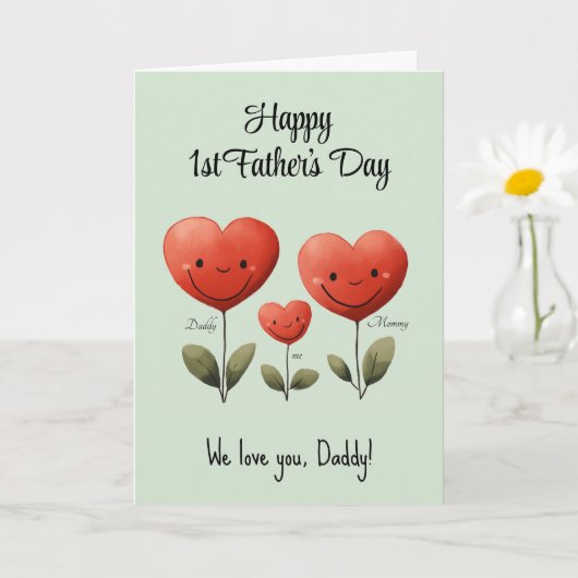 1日目のお父様の詩を書いたハッピーカード，カスタム カード (小さな植物)