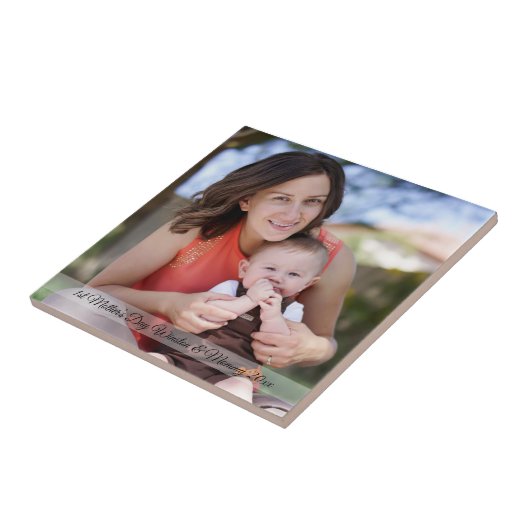 1日目の母の日の写真カスタムと文字ヨガマット タイル (側面)