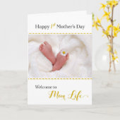 1日目の母の日 – 母の生活へようこそ カード (黄色い花)