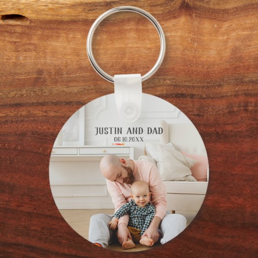 1日目の父の日のパパ息子の娘のカスタマイズ写真 キーホルダー (裏面)