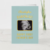 1日目の父の日の驚きの超音波写真 箔グリーティングカード (正面)