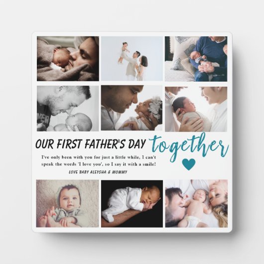1日目の父の日を一緒に – カスタム9-Photo フォトプラーク (正面)