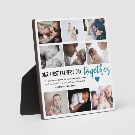 1日目の父の日を一緒に – カスタム9-Photo フォトプラーク (正面)