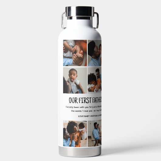 1日目の父の日を一緒に！フォトコラージュ ウォーターボトル (正面)