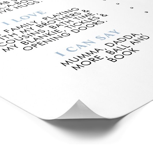 1日目の誕生日マイルストーンブルーボーイベア ポスター (角)