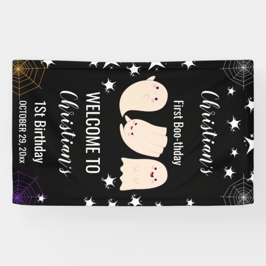 1日目ハロウィーン幽霊1日目の誕生日 横断幕 (横)