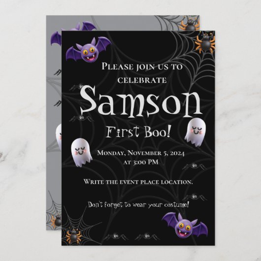 1日目不気味誕生日招待状車 招待状 (正面/裏面)