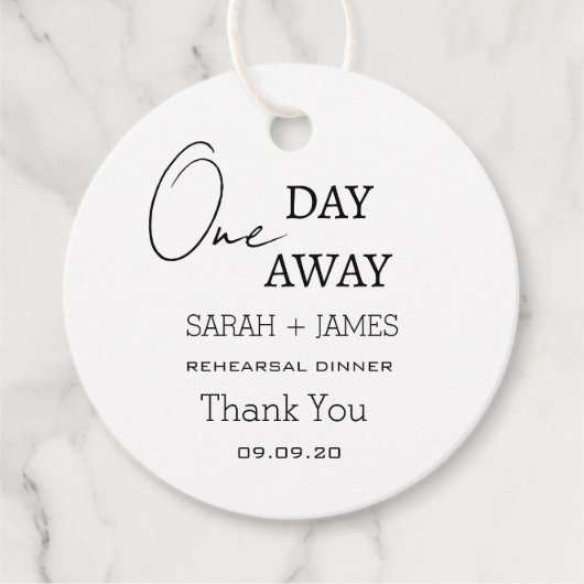 1日遠くにリハーサル結婚ディナー フェイバータグ (正面)