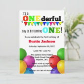 1日限りの明るい風船の最初の誕生日 招待状 (スタンド正面)