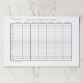 1時間ごとの毎週のプランナースケジュール団体や組織 ペーパーパッド (正面)