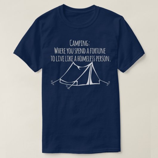 1時間のように生きるために大金を使うキャンプ Tシャツ (デザイン正面)