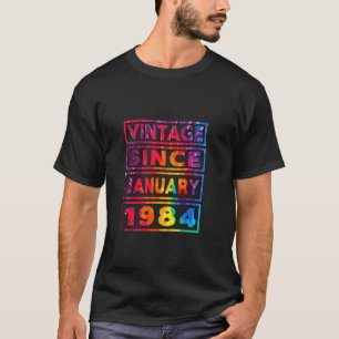 1月から40歳の誕生日絞り染め装飾ヴィンテージ Tシャツ