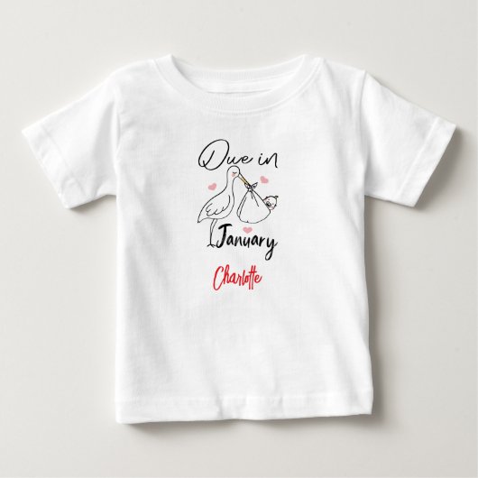 1月にキュートなスワンズ運A新生児 ベビーTシャツ (正面)