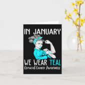 1月に我々は子宮頸がんの衣服ティール(緑がかった色)を行う カード (黄色い花)