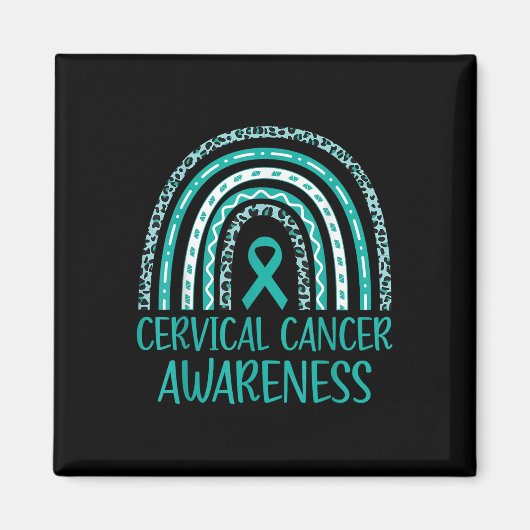 1月に我々衣服ティール（緑がかった色）と白色子宮頸がん マグネット (正面)