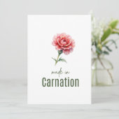 1月のカーネーション 誕生花カード 水彩 招待状 (スタンド正面)