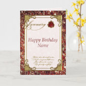 1月のガーネット誕生石誕生日カード カード (黄色い花)