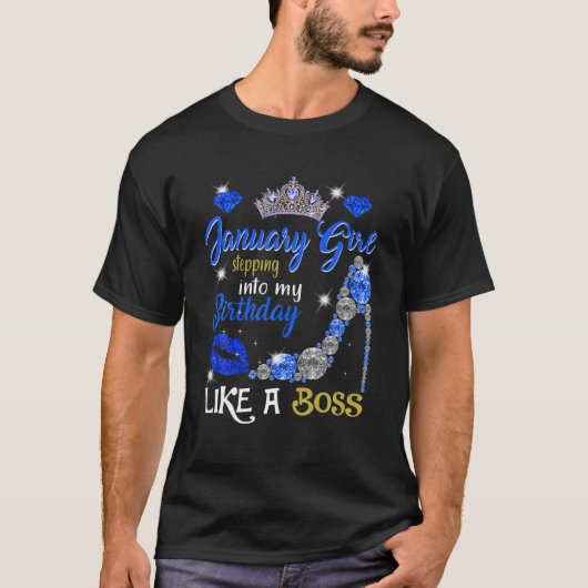 1月の女の子が私の誕生日ギフトに足を踏み入れ Tシャツ (正面)