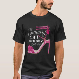 1月の女の子が私の誕生日ピンクサンダル Tシャツ
