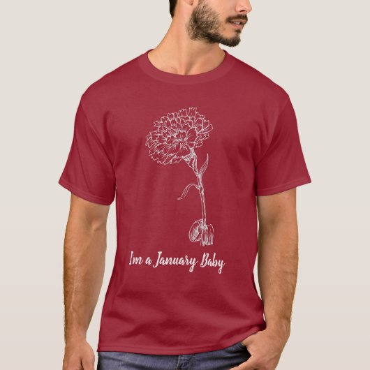 1月の女王 - カーネーションの誕生花の誕生日 Tシャツ (正面)