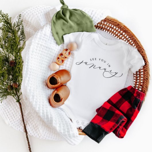 1月の妊娠の告知であなたに会う ベビーボディスーツ