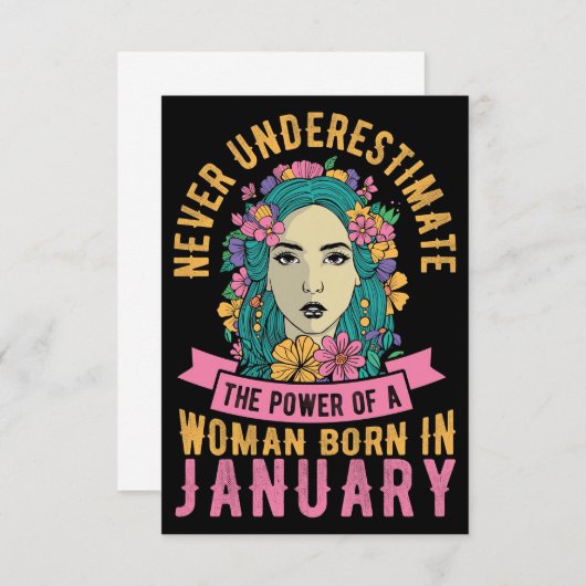 1月の妻のア生まれート力 サンキューカード (正面/裏面)