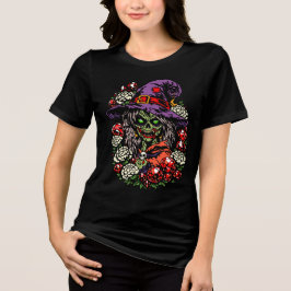 1月の宝石と花のゾンビ魔女 トライブレンドTシャツ