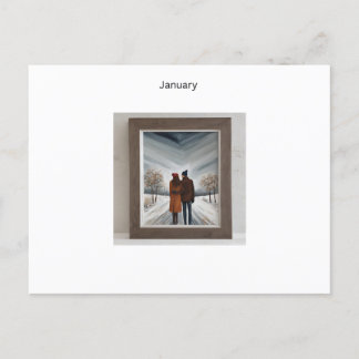 1月の日付の夜招待状 シーズンポストカード