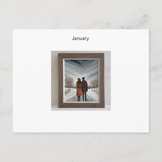 1月の日付の夜招待状 シーズンポストカード (正面)