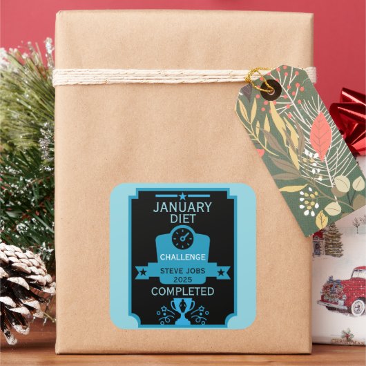 1月の減量祝い スクエアシール (クリスマス)