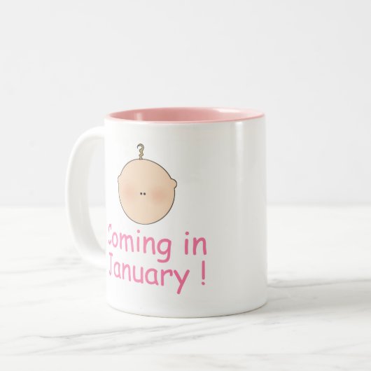 1月の発表のかわいいピンクのベビー ツートーンマグカップ (正面左)