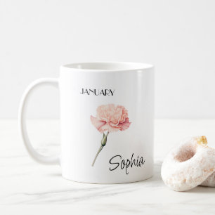 1月の花パーソナライズギフト コーヒーマグカップ