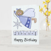 1月の誕生日の天使 カード (黄色い花)