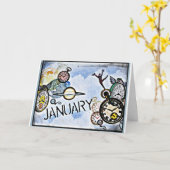 1月の誕生日の挨拶 カード (黄色い花)