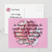 1月の誕生日 カーネーション 花 ポストカード (正面/裏面)