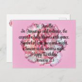 1月の誕生日 誕生月のカーネーションの花 ポストカード (正面/裏面)